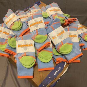 [25 Pack] Bombas Neon Tipping Border PowderBlue Medium Calf Socks